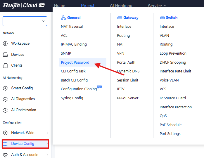 הגדרות סיסמת מכשיר וסיסמת Telnet