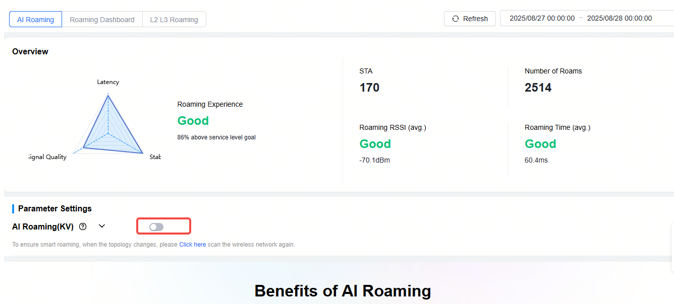 מסך בחירת AI Roaming