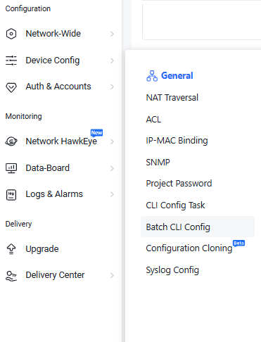 בחירת Batch CLI Config מהתפריט