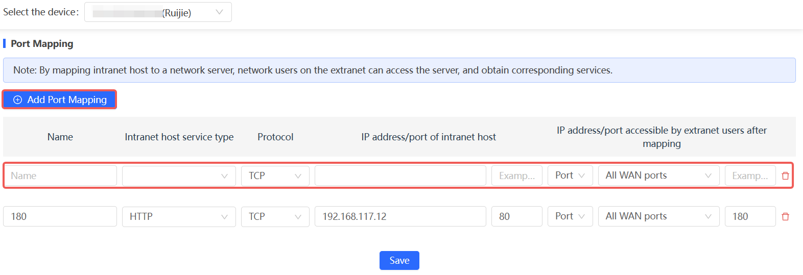 הוספת מיפוי פורטים