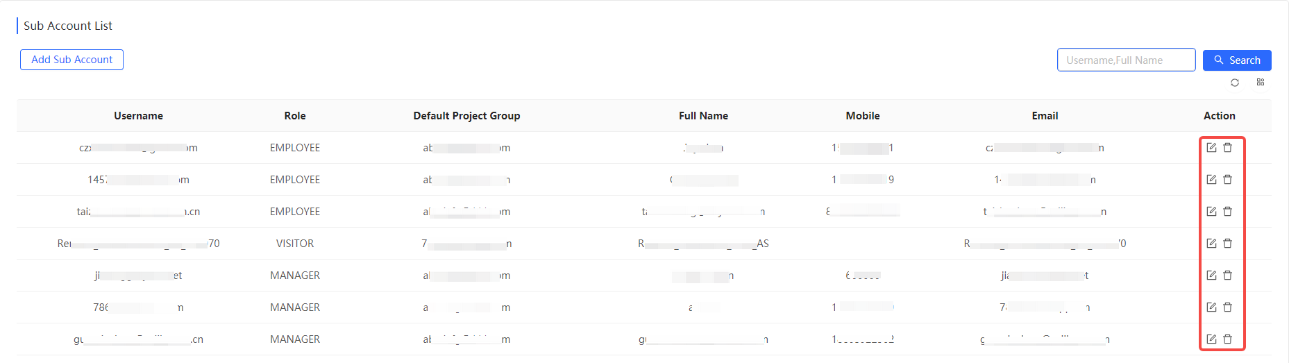 רשימת חשבונות משנה