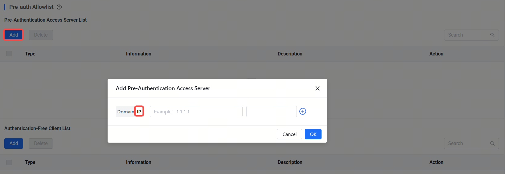 הוספת IP לרשימת היתר לפני אימות