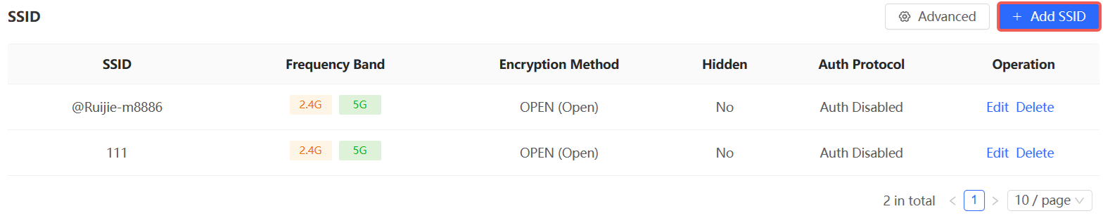 לחצן הוסף SSID