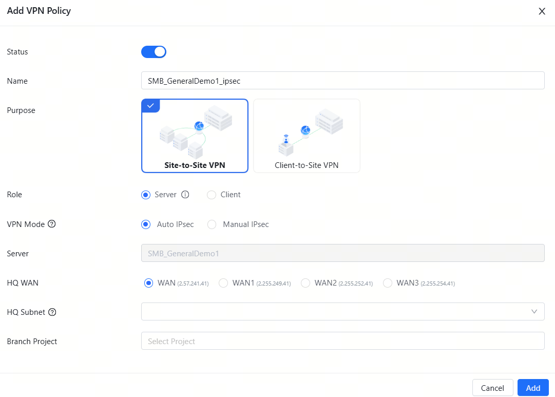 הגדרות תצורת VPN עבור המטה