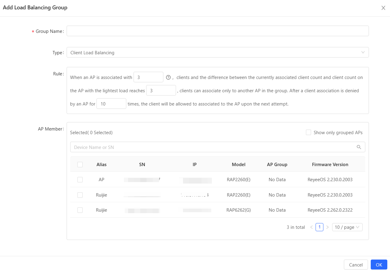 טופס הגדרת קבוצת איזון עומסים