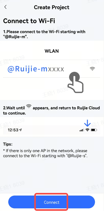 הנחיה להתחברות ל-SSID המתחיל ב-@Ruijie