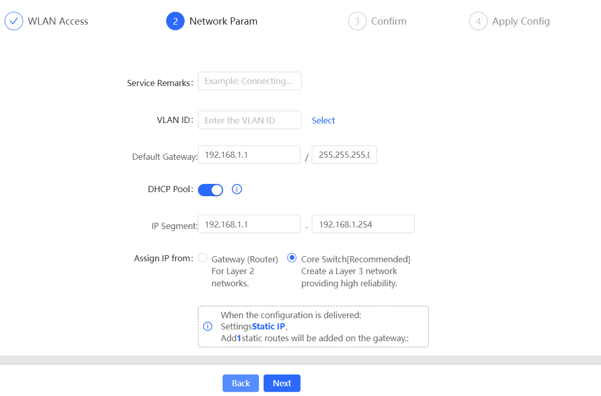 הגדרת פרמטרי רשת קווית עבור ה-VLAN האלחוטי