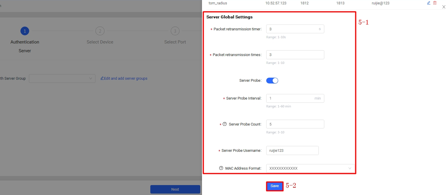 הגדרת פרמטרים של שרת RADIUS