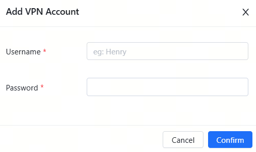 טופס הוספת חשבון VPN