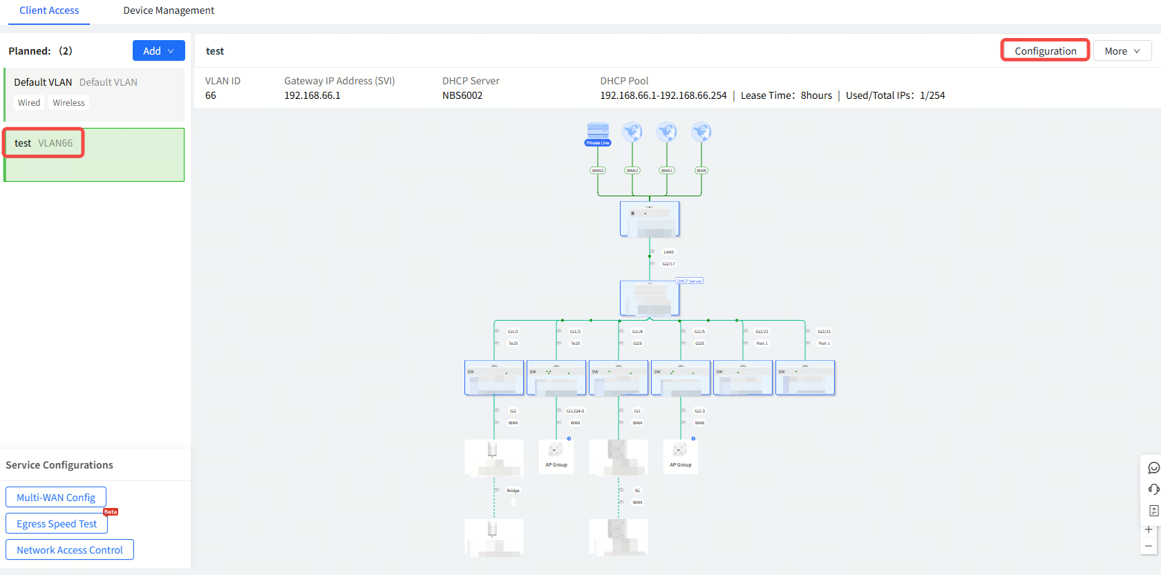 בחירת קונפיגורציה ב-Client Access