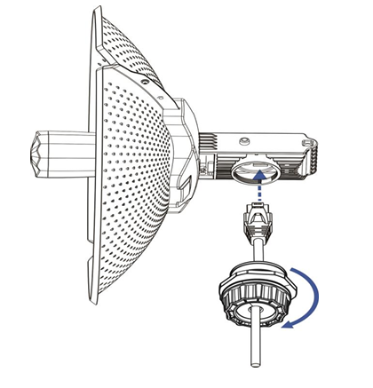איור תקריב המראה את חיבור כבל